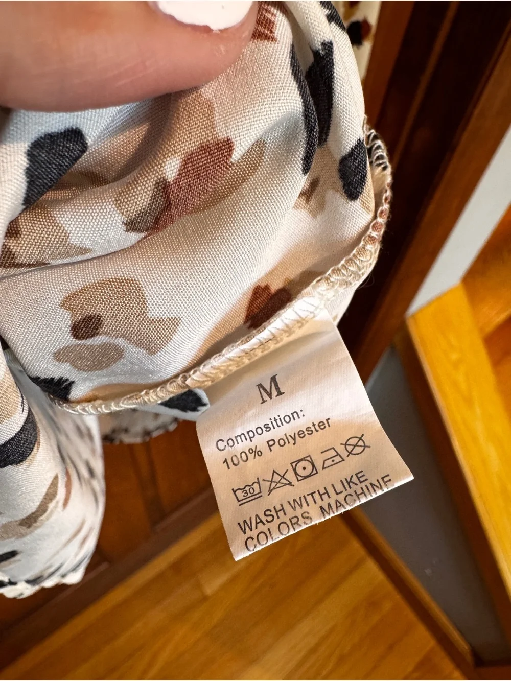 8B. Amazon Cream Ditsy Floral Peplum Blouse with Brown & Black Spots - Picture 5 of 8